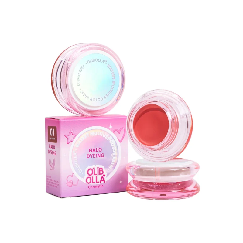 OLIBOLLA Professional 4-Color Halo Dyeing Balm Blush for Lips & Cheeks, Watery & Long-Lasting