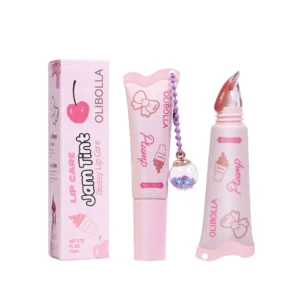 OLIBOLLA Ice Cream Lip Gloss with Pendant, Hydrating Plumping Glossy Lip Care