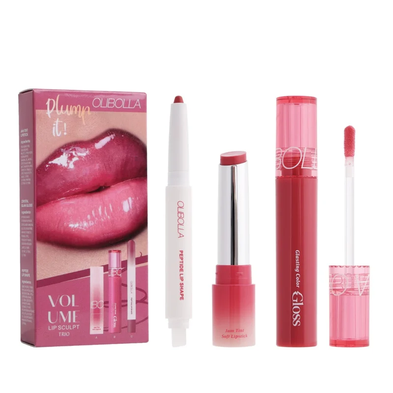 olibolla-lip-sculpt-trio-makeup-set-oli-475zszst-1 Lip Makeup Set OLIBOLLA 3-in-1 Volume Lip Sculpt Trio with Lip Liner, Crystal Gloss, and Jam Tint Lipstick